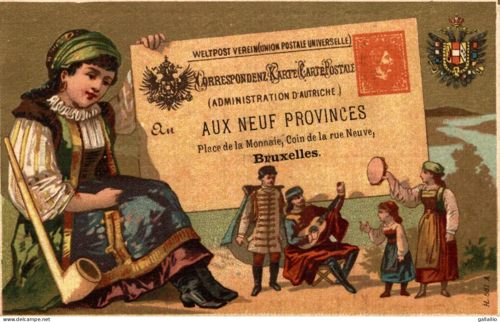 CHROMO AUX NEUF PROVINCES BRUXELLES TIMBRE AUTRICHE - Altri & Non Classificati