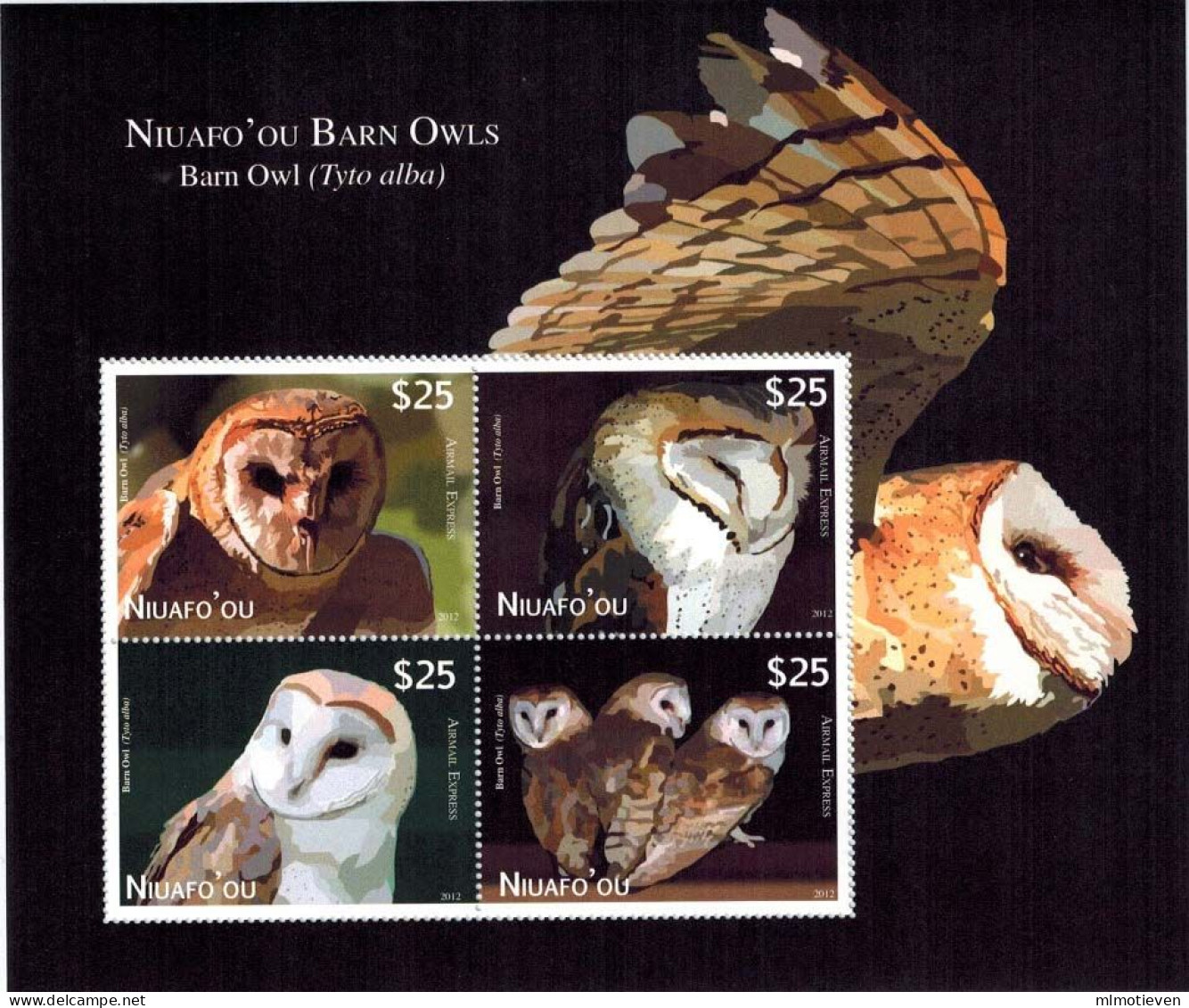 MDB-BK10-101 PPF/MNH ¤ TONGA BLOCK (RARE) ¤ BIRDS OF THE WORLD HIBOUX OWLS  OISEAUX AVES VOGELS VÖGEL - Hiboux & Chouettes