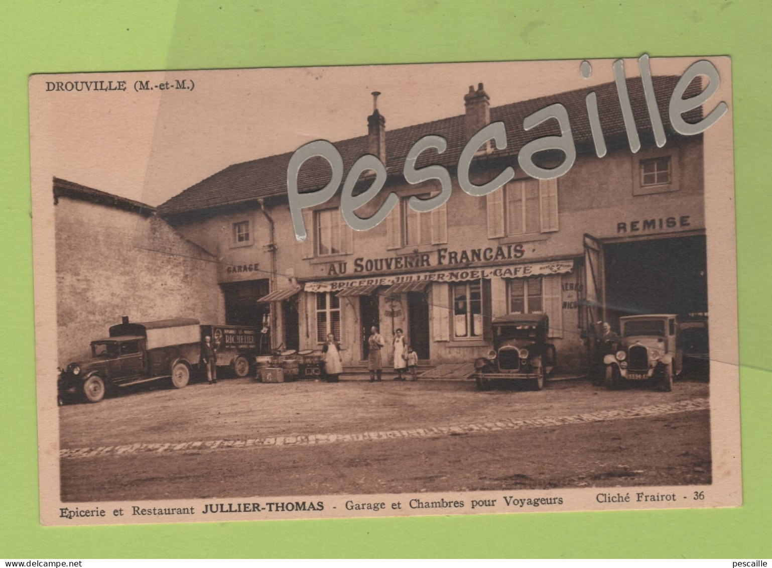 CP DROUVILLE - AU SOUVENIR FRANCAIS - EPICERIE ET RESTAURANT JULLIER-THOMAS GARAGE ET CHAMBRES - CAMION ET AUTOMOBILES - Autres & Non Classés