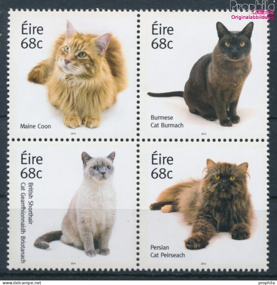 Irland 2108A-2111A Viererblock (kompl.Ausg.) Postfrisch 2014 Katzen (10348124 - Neufs