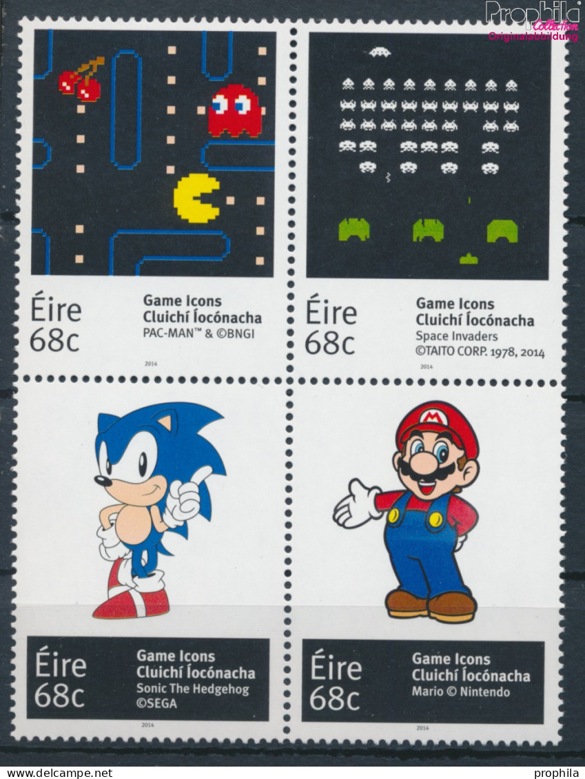 Irland 2113-2116 Viererblock (kompl.Ausg.) Postfrisch 2014 Games - Super Mario, Pac-Man U.a. (10348125 - Neufs