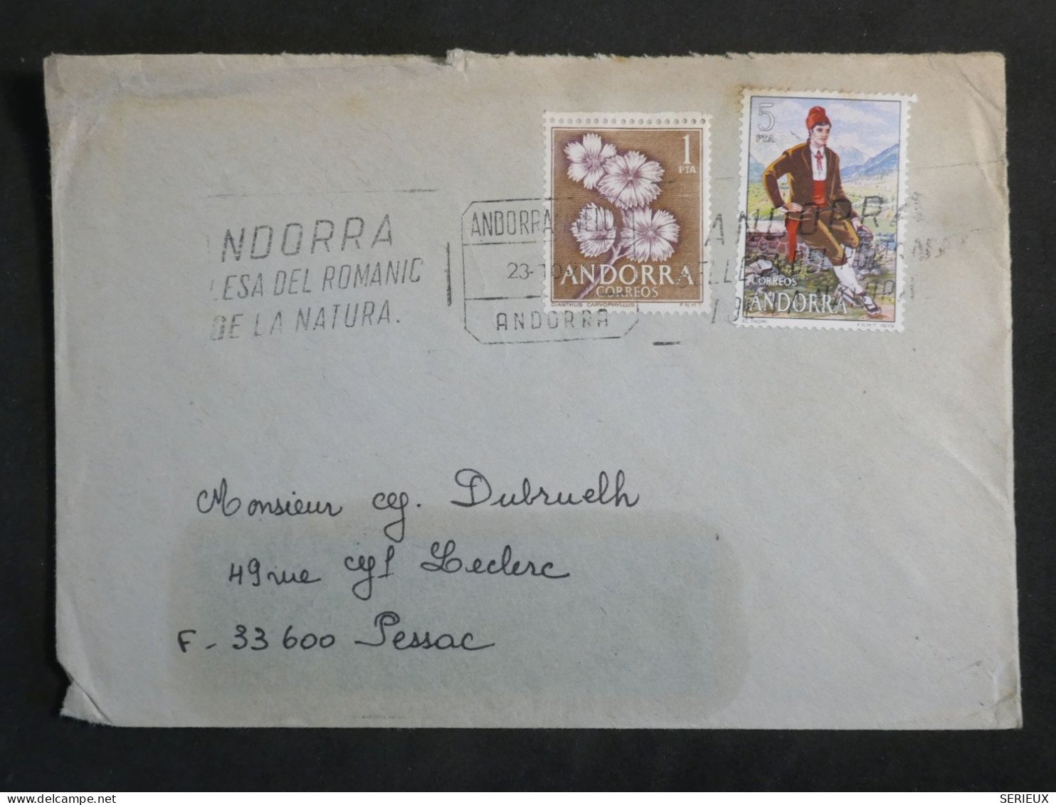 DM20 ANDORRA BELLE  LETTRE REDISTRIB.    1973 A PESSAC  FRANCE ++AFF.   INTERESSANT+ + - Lettres & Documents