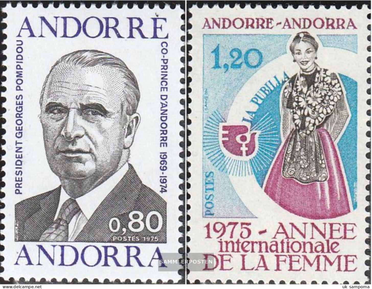 Andorra - French Post 270,271 (complete Issue) Unmounted Mint / Never Hinged 1975 Pompidou, Years - Cuadernillos