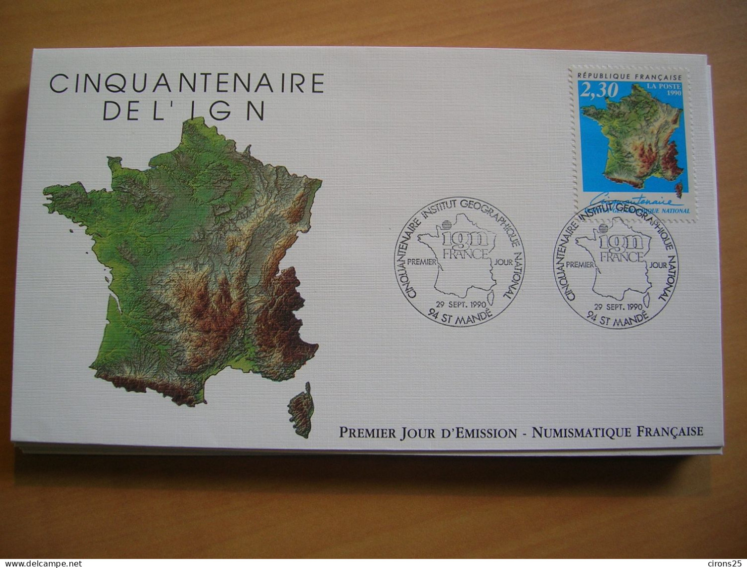 1990 FDC L'IGN LA NUMISMATIQUE FRANCAISE - 1990-1999