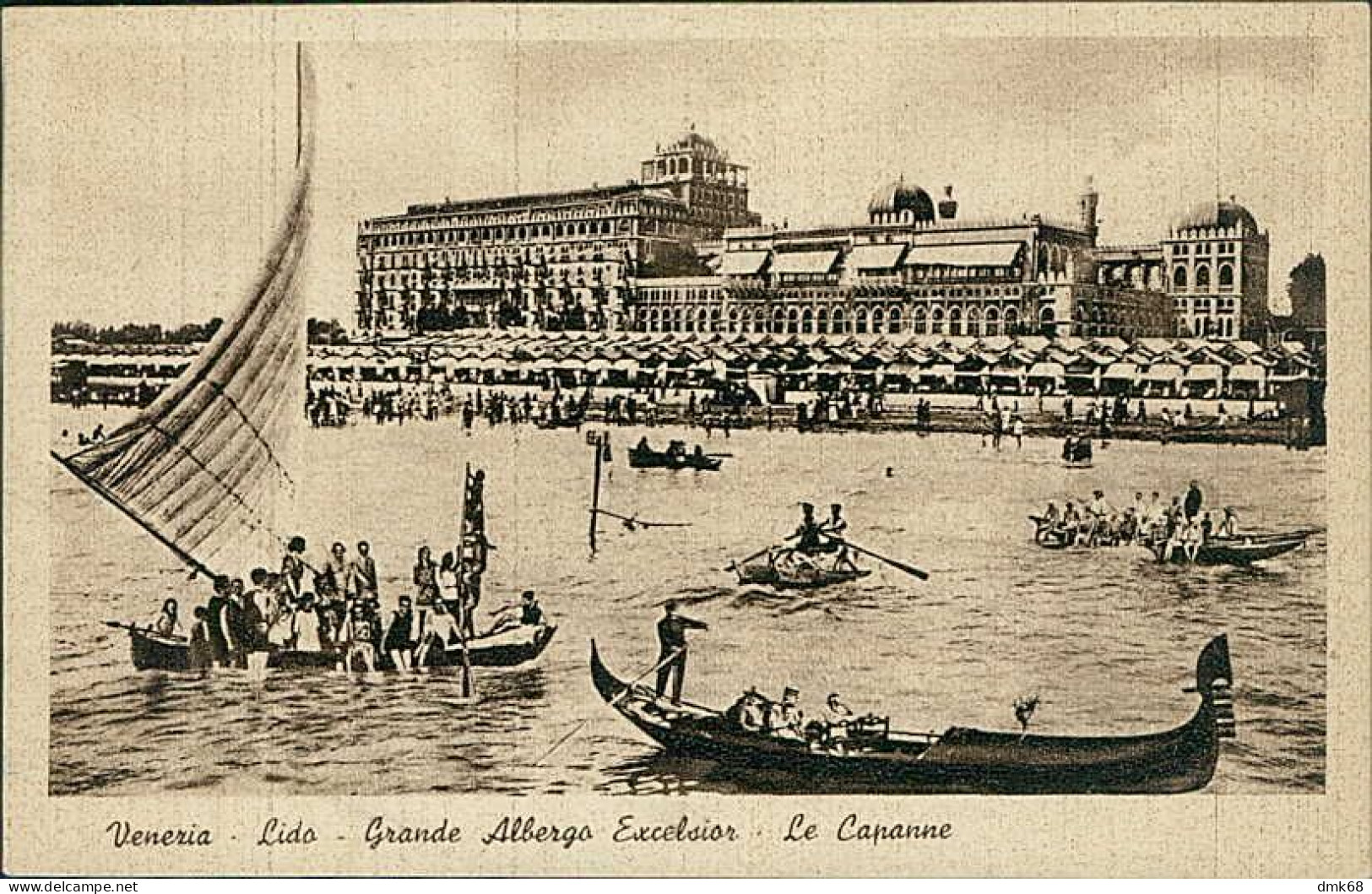 VENEZIA LIDO - SPIAGGIA - GRANDE ALBERGO EXCELSIOR - LE CAPANNE - EDIZ. SCROCCHI - 1944 (20496) - Venezia (Venedig)