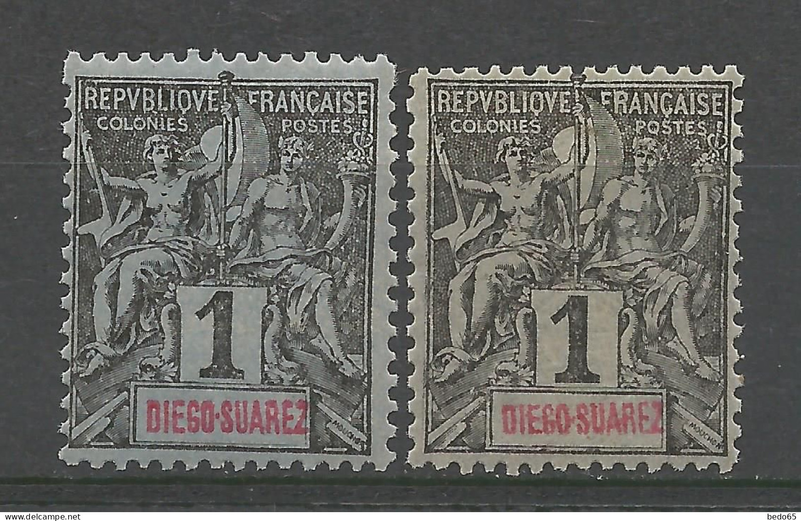 DIEGO-SUAREZ N° 38 Noir S.azuré Et S.gris Variétée Un Plus Grand NEUF** LUXE SANS CHARNIERE / Hingeless / MNH - Unused Stamps