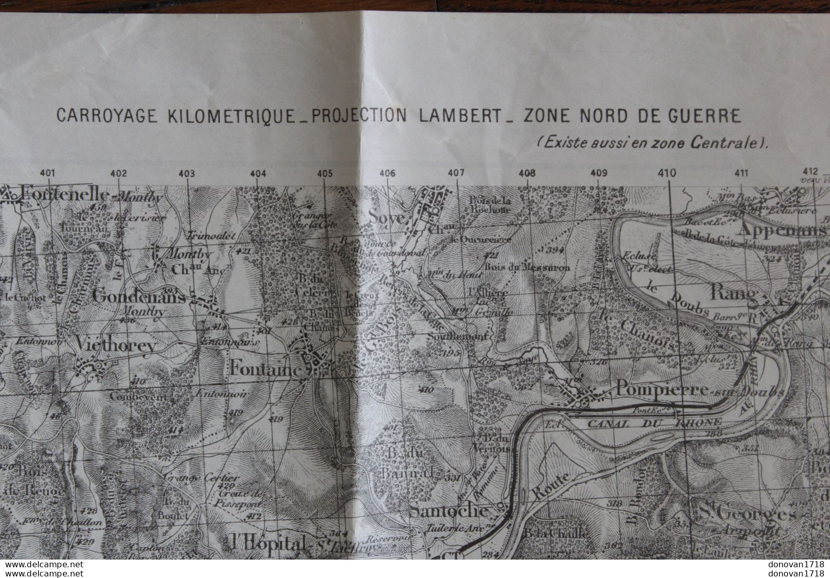 carte géographique allemande 1943 Nr 138 Süd Ost Lons-le-Saunier 1/50000 annulé & verso française de 1944 Montbéliard