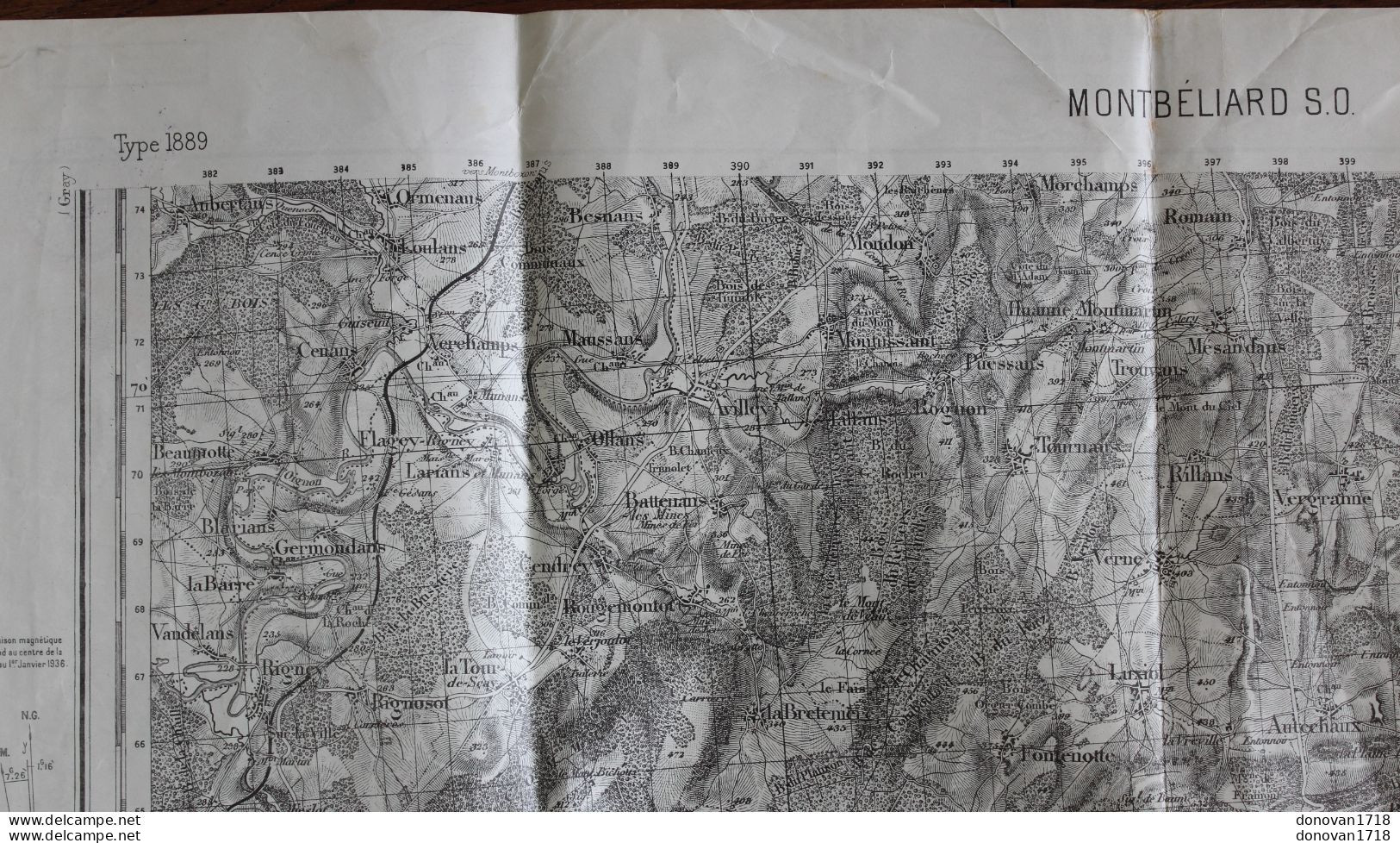 carte géographique allemande 1943 Nr 138 Süd Ost Lons-le-Saunier 1/50000 annulé & verso française de 1944 Montbéliard