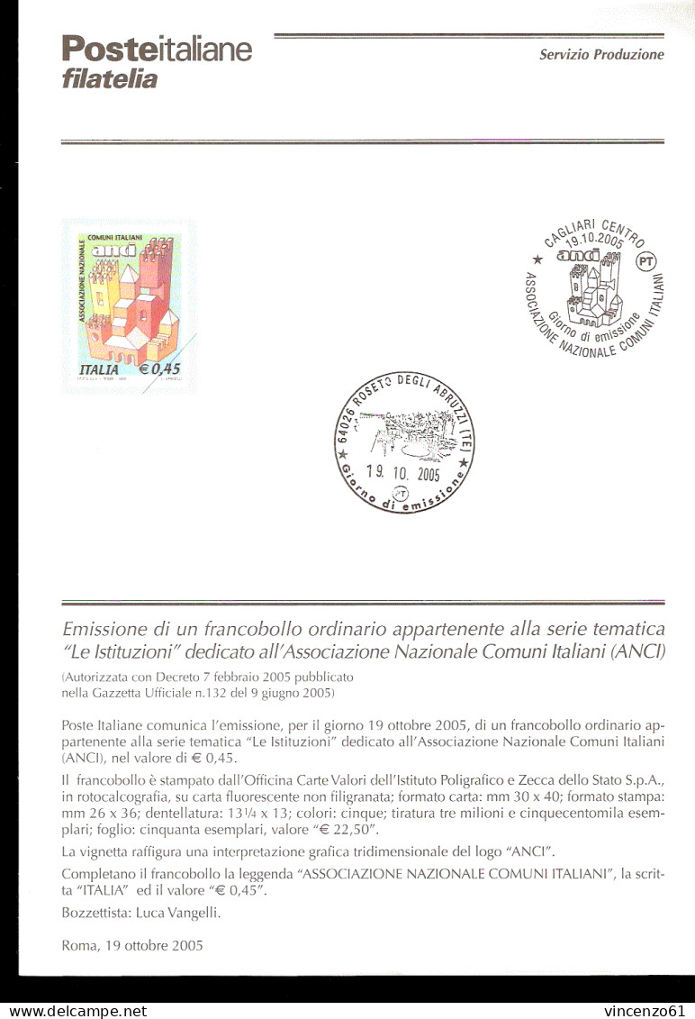 2005 Bollettino AIDO, ``Le Istituzioni’’. 19ª Serie. Associazione Nazionale Comuni Italiani (ANCI). - Autres & Non Classés