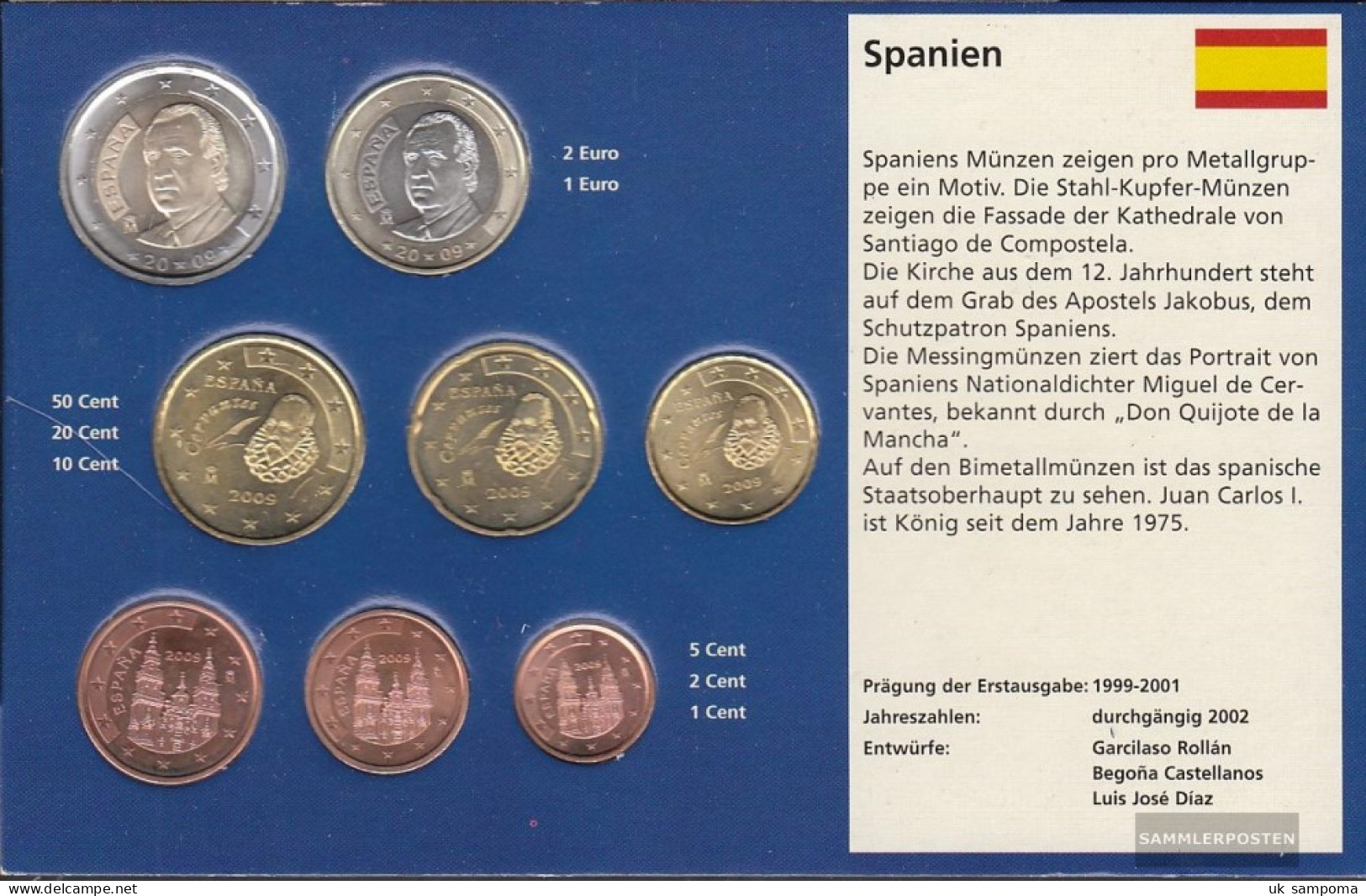 Spain 2009 Stgl./unzirkuliert Kursmünzensatz Stgl./unzirkuliert 2009 Euro-reprint - Espagne