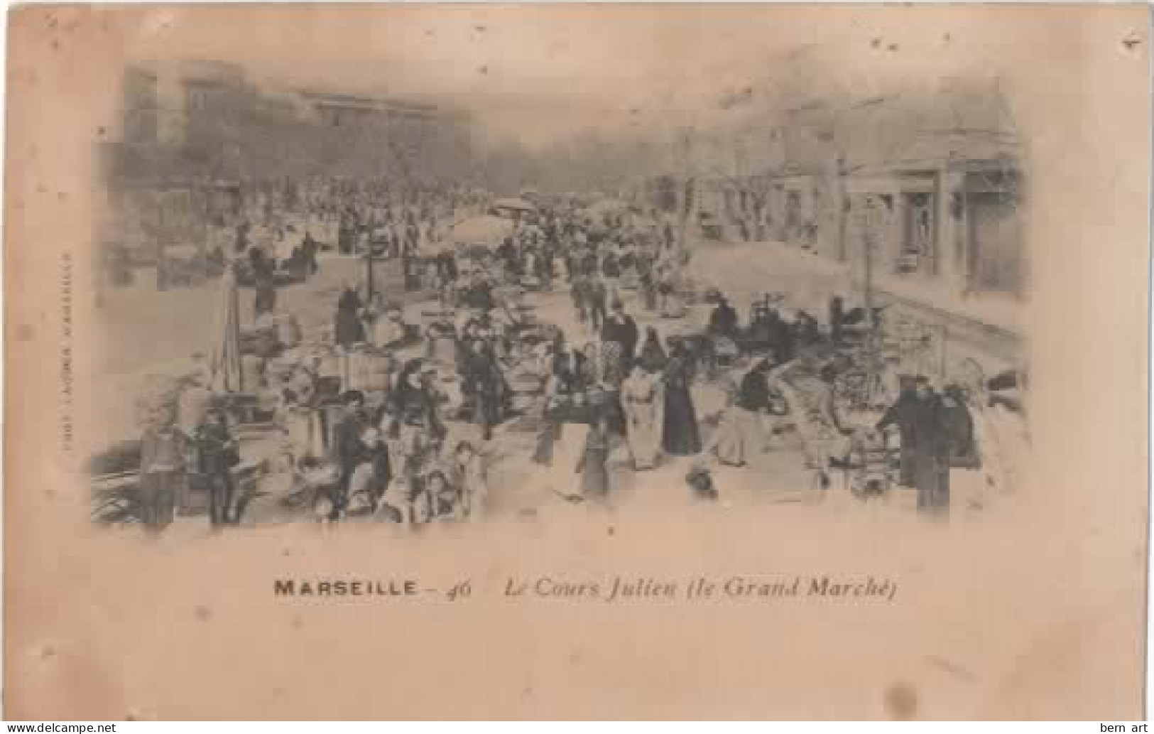 CPA En Nuage.- MARSEILLE.- 46 Cours Julien (Le Grand Marché) .- N° 14.- Edit.: Photo Lacour Marseille. (avant 1905) - Saint Barnabé, Saint Julien, Montolivet