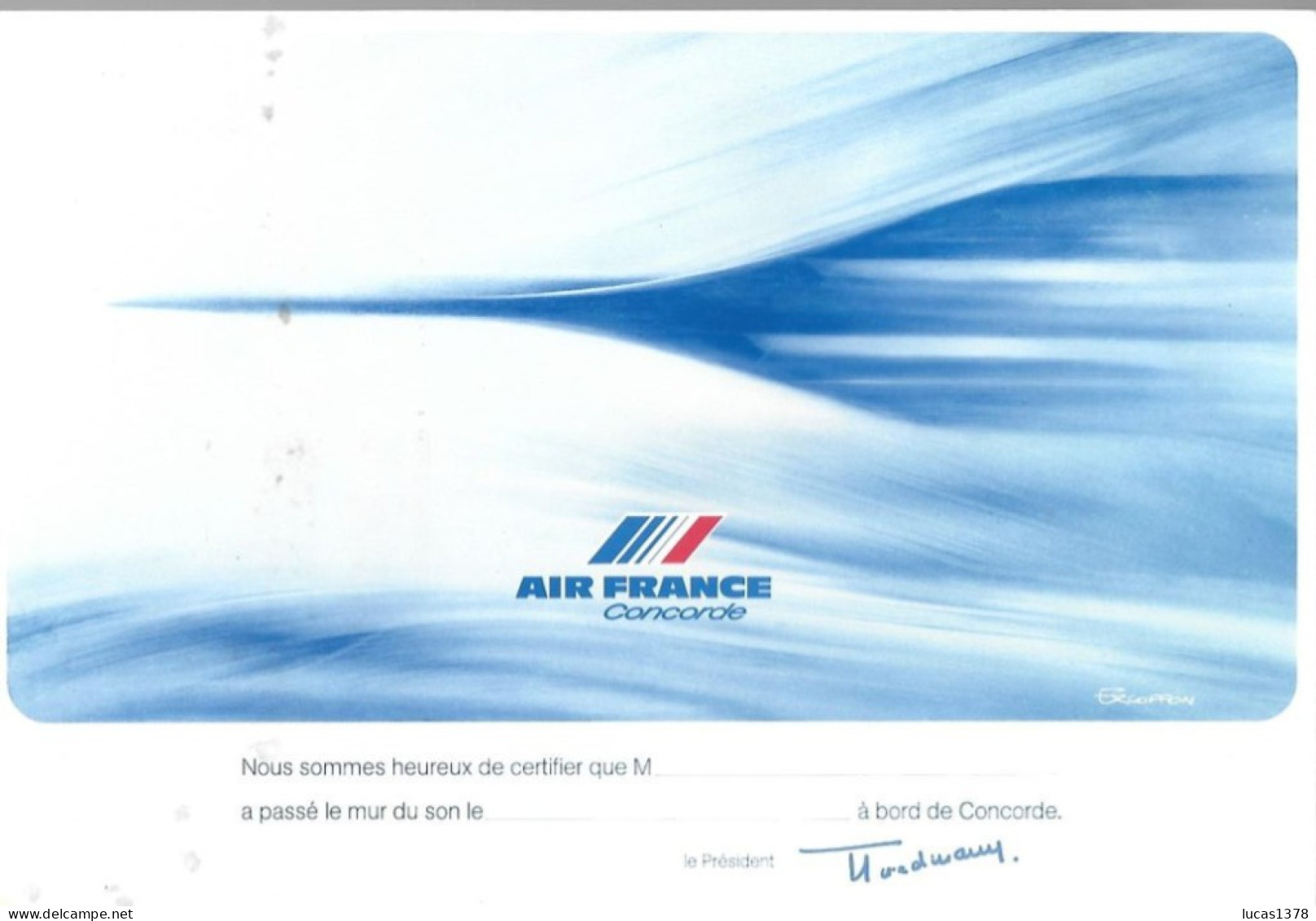 AIR FRANCE / CONCORDE / CERTIFICAT DE PASSAGE DU MUR DU SON ... - Autres & Non Classés