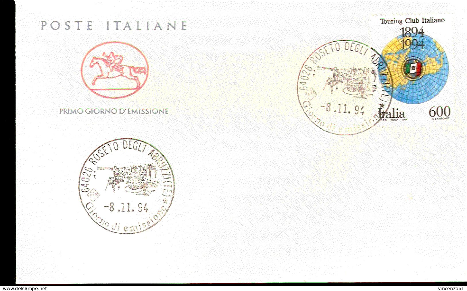 1994 BUSTA CON ANNULLO FDC XXII Centenario Del Touring Club Italiano. - Autres & Non Classés