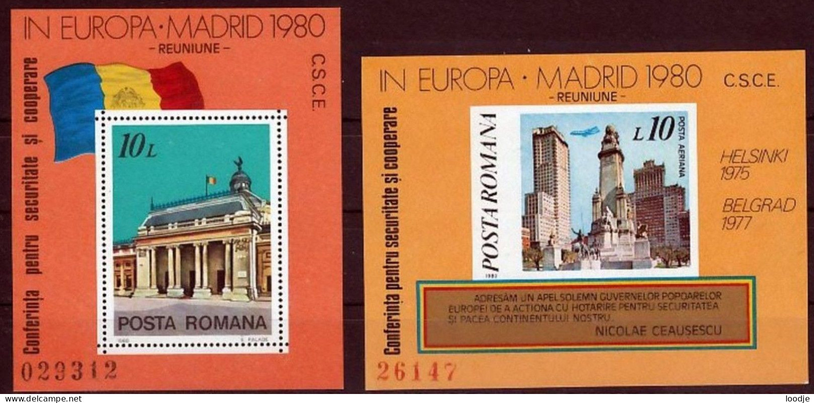 Roemenie Blokken Mi 174,175 Europa KSZE Postfris - Unused Stamps