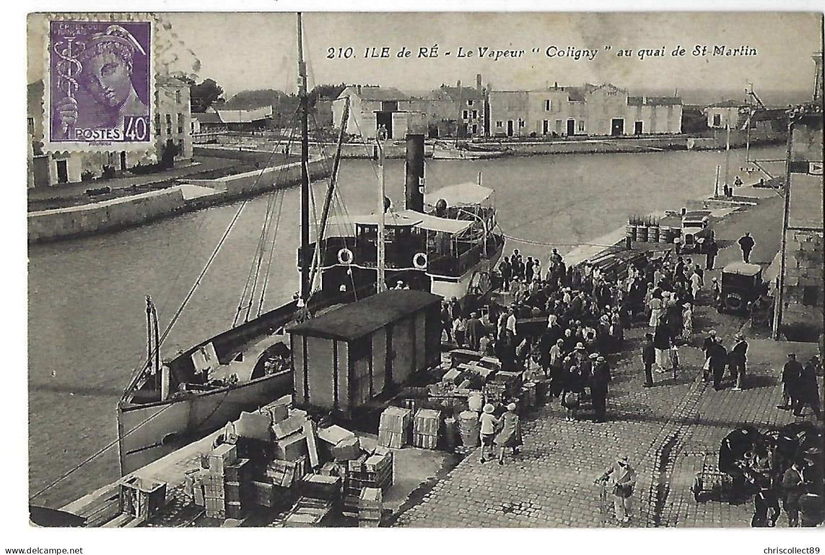 Carte Postale: Ile De Ré - Le Vapeur " Coligny" Au Quai De St Martin - Saint-Martin-de-Ré