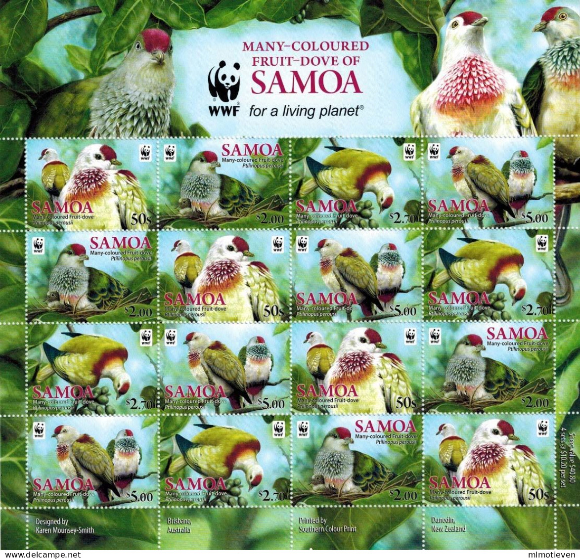 MDB-BK10-237 WWF MINT ¤ SAMOA 2011 4x4w In Serie ¤ BIRDS OF THE WORLD OISEAUX BIRDS PAJAROS VOGELS VÖGEL - Palomas, Tórtolas