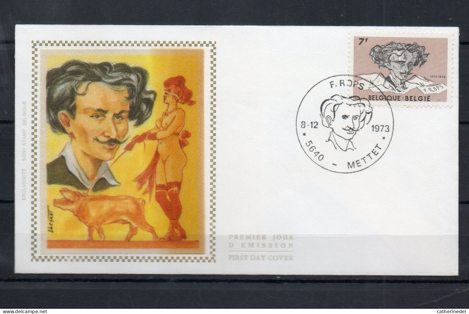 Année 1973 : FDC 1699 Soie - Félicien Rops - Obli. Mettet - 1971-1980