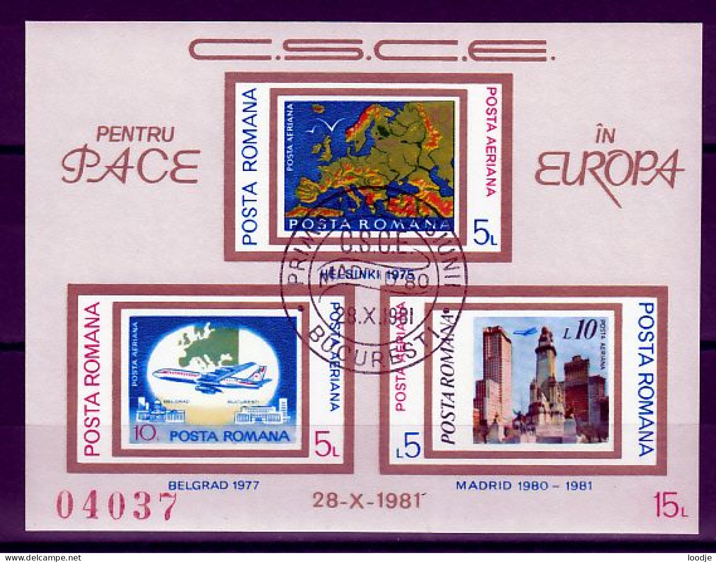 Roemenie Blok Mi 183 KSZE Gestempeld - Used Stamps