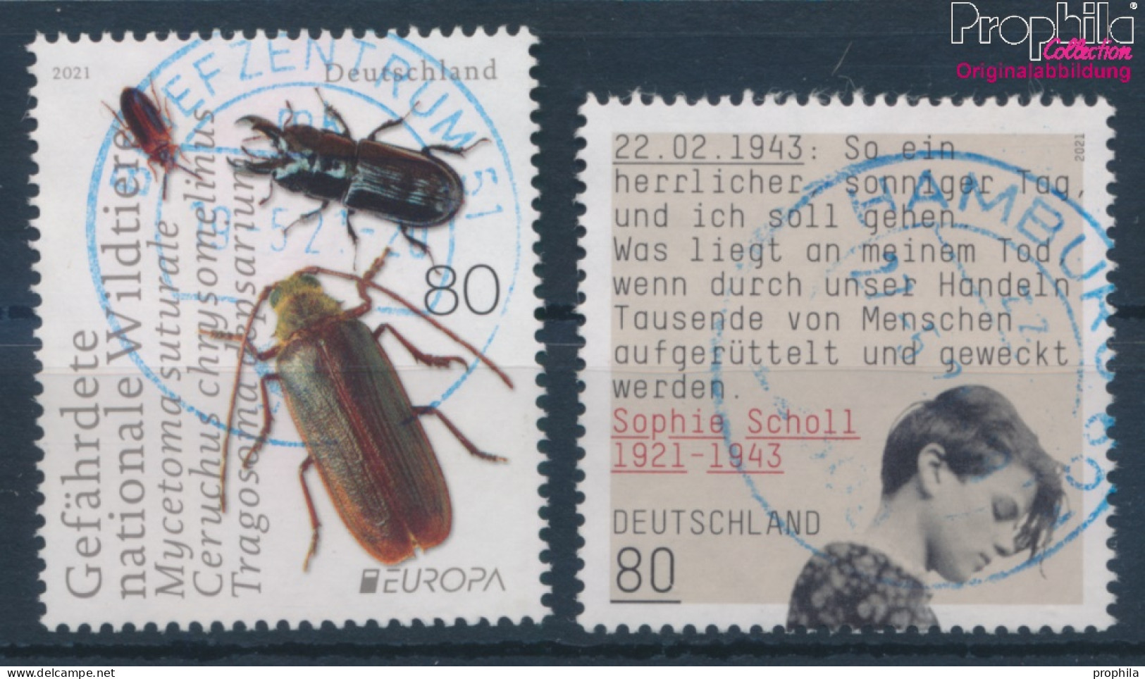 BRD 3605,3606 (kompl.Ausg.) Gestempelt 2021 Gefährdete Wildtiere, Sophie Scholl (10351937 - Used Stamps