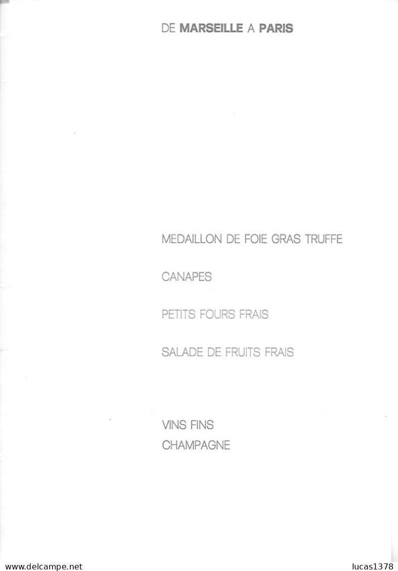 AIR FRANCE / CONCORDE / MENU / MARSEILLE PARIS EN CONCORDE - Menu