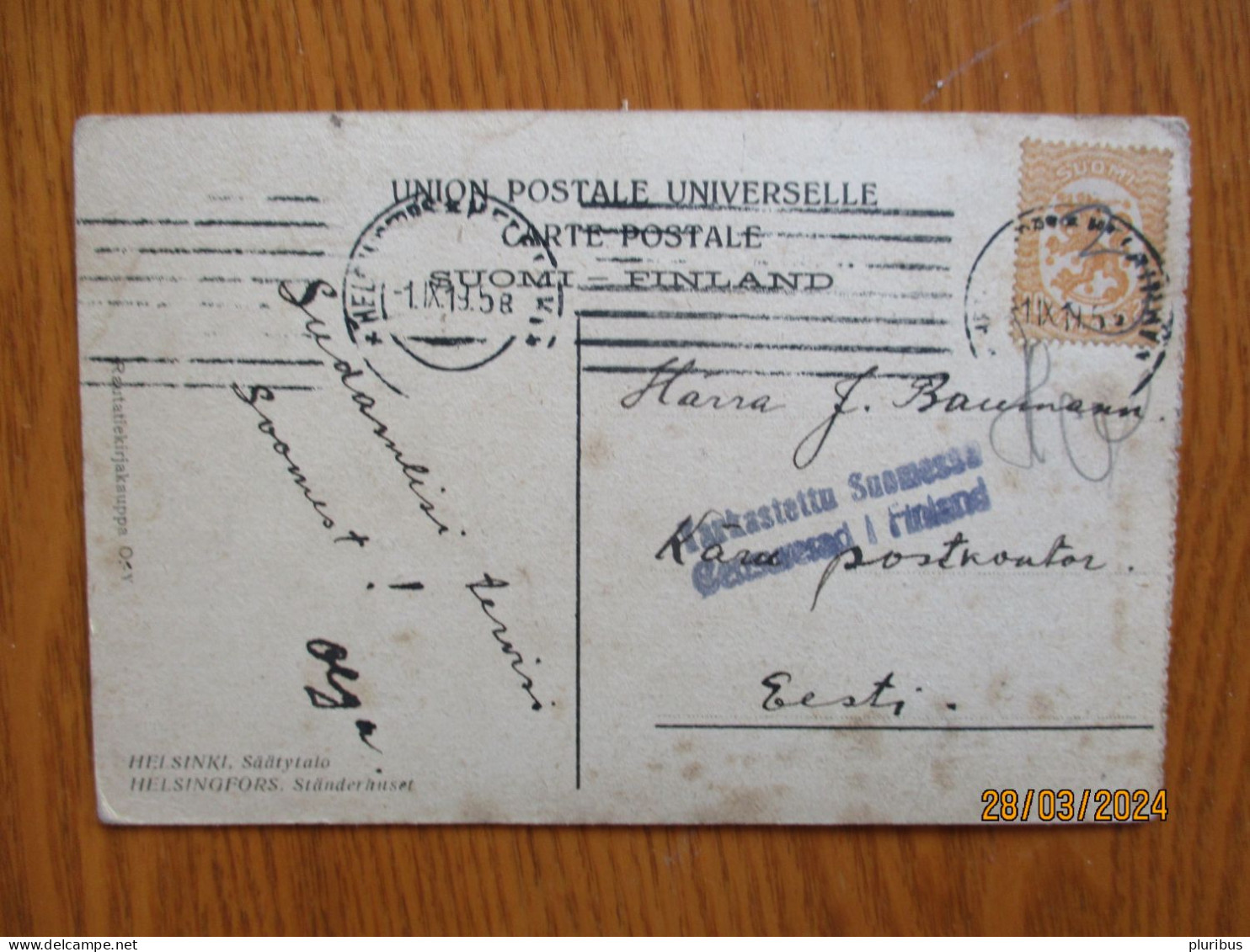 1919 FINLAND TO ESTONIA , MILITARY CENSOR HELSINKI  , 19-1 - Sonstige & Ohne Zuordnung