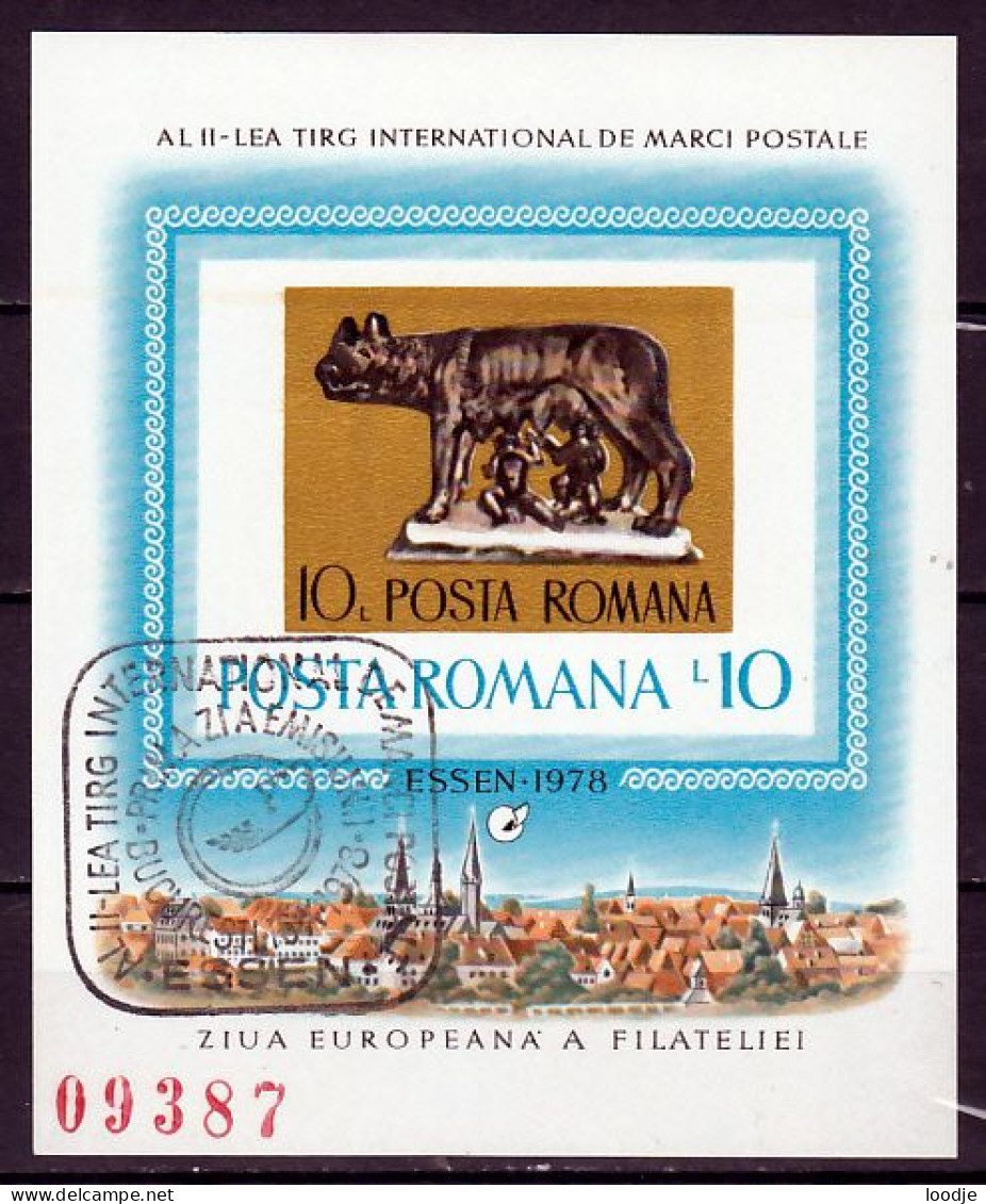 Roemenie Blok Mi 155 Europadag Philatelie Essen 1978  Gestempeld - Used Stamps