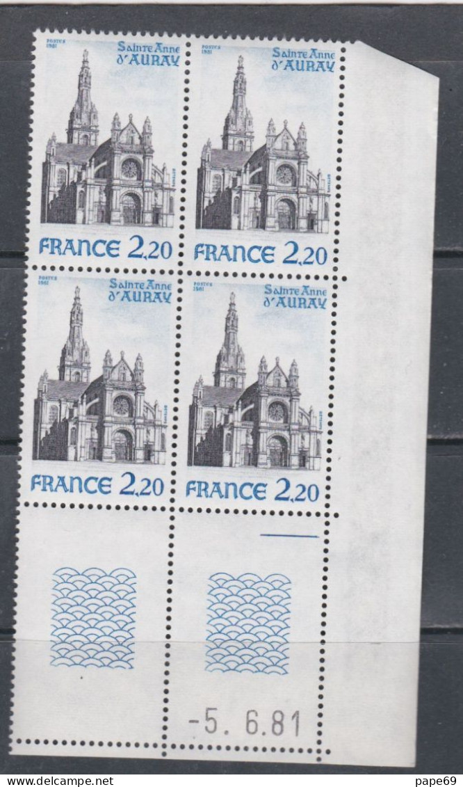 France  N° 2134 XX Basilique Ste-Anne-d'Aurey, En Bloc De 4 Coin Daté Du 5 . 6 . 81 ; 1 Trait, Sans Charnière, TB - 1980-1989