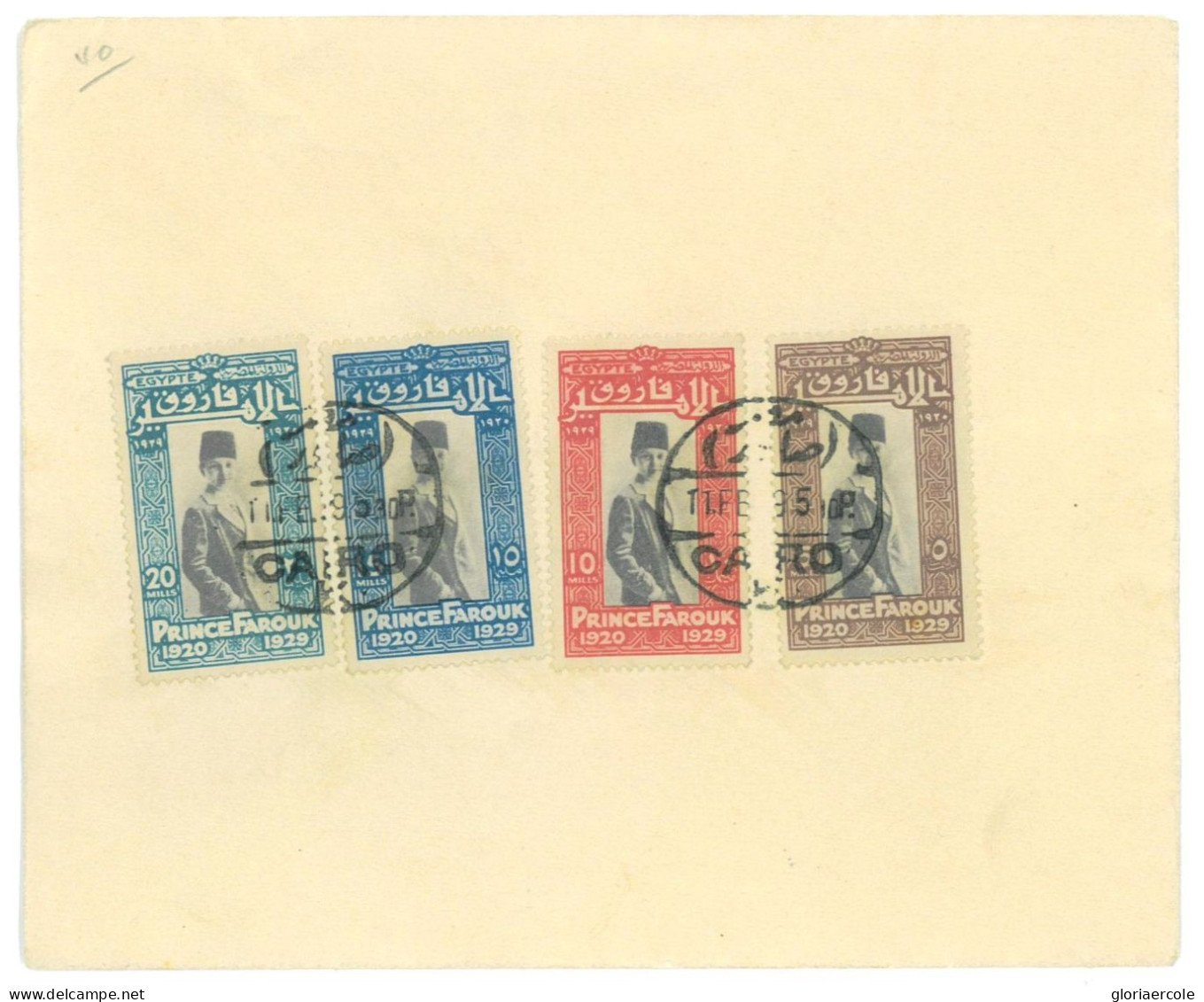P2944 - EGYPT PRINCE FAROUK SET 1929 ON UNADDRESSED FDC NILE CAT. C29/32 - Cartas & Documentos