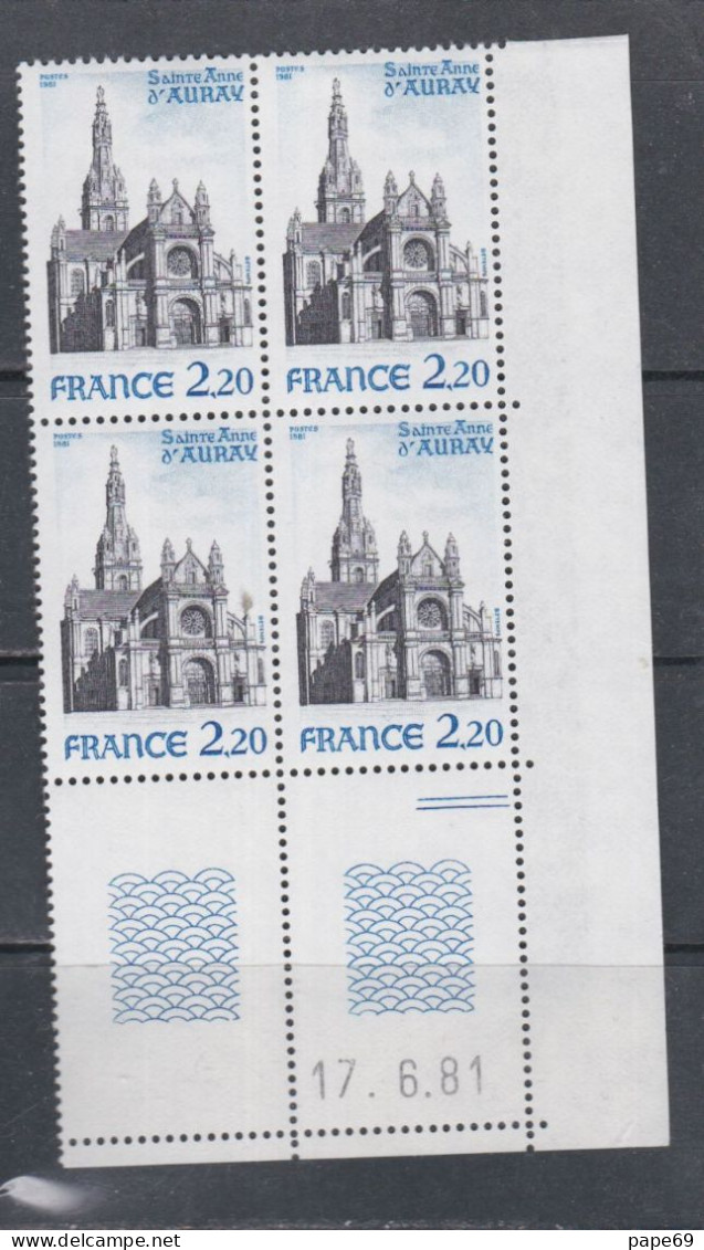 France  N° 2134 XX Basilique Ste-Anne-d'Aurey, En Bloc De 4 Coin Daté Du 17 . 6 . 81 ; 2 Traits, Sans Charnière, TB - 1980-1989