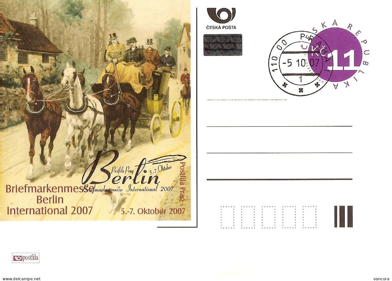 CDV A 149 Czech Republic Berlin Stamp Exhibition 2007 Coach Horse - Postkaarten