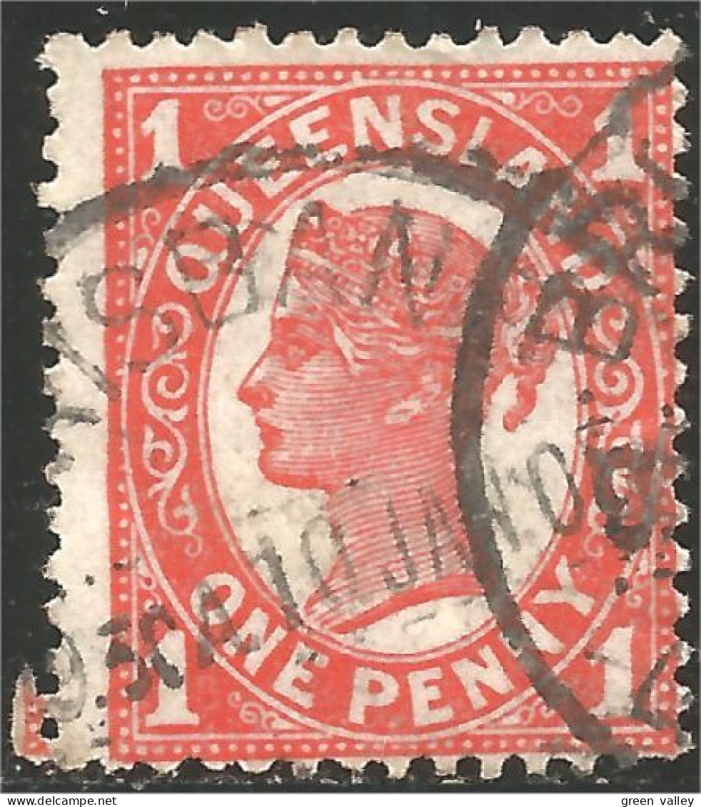752 Queensland ONE PENNY Red (QUE-10) - Oblitérés