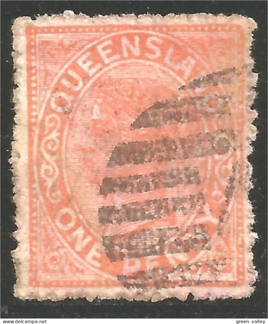 752 Queensland ONE PENNY Red Vermilion Rouge Vermillon (QUE-4) - Used Stamps