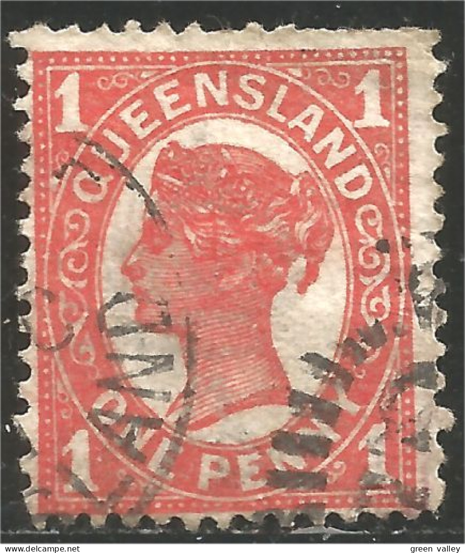 752 Queensland ONE PENNY Red (QUE-8) - Gebruikt