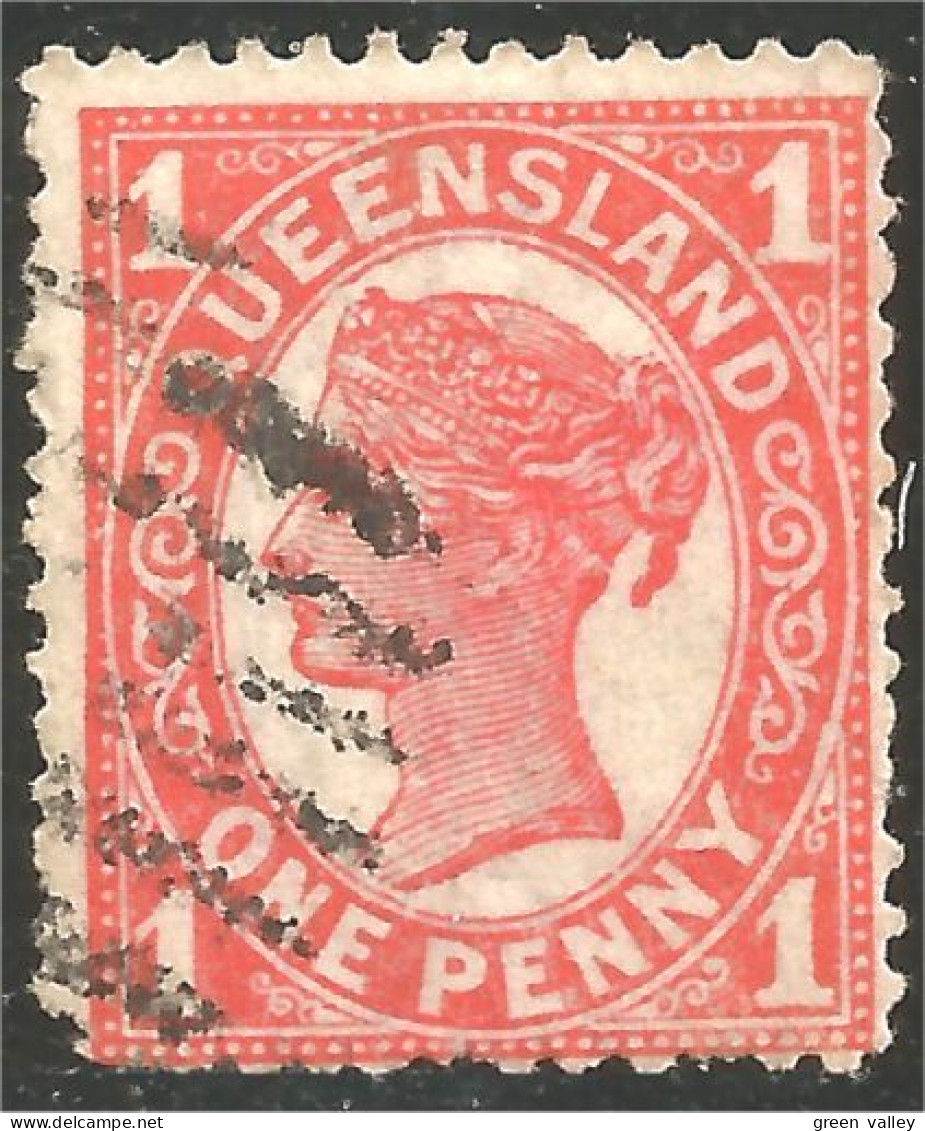 752 Queensland ONE PENNY Red (QUE-11) - Gebruikt