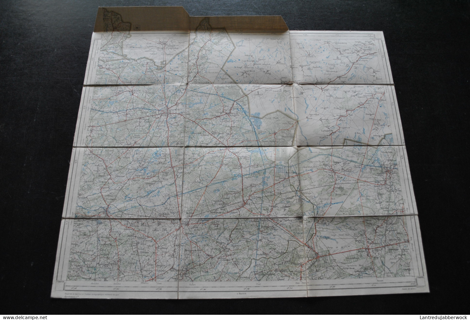 Ancienne Carte Topographique Sur Tissu TURNHOUT Institut Cartographique Militaire 1910 Plan Stafkaart Kaart  - Topographical Maps