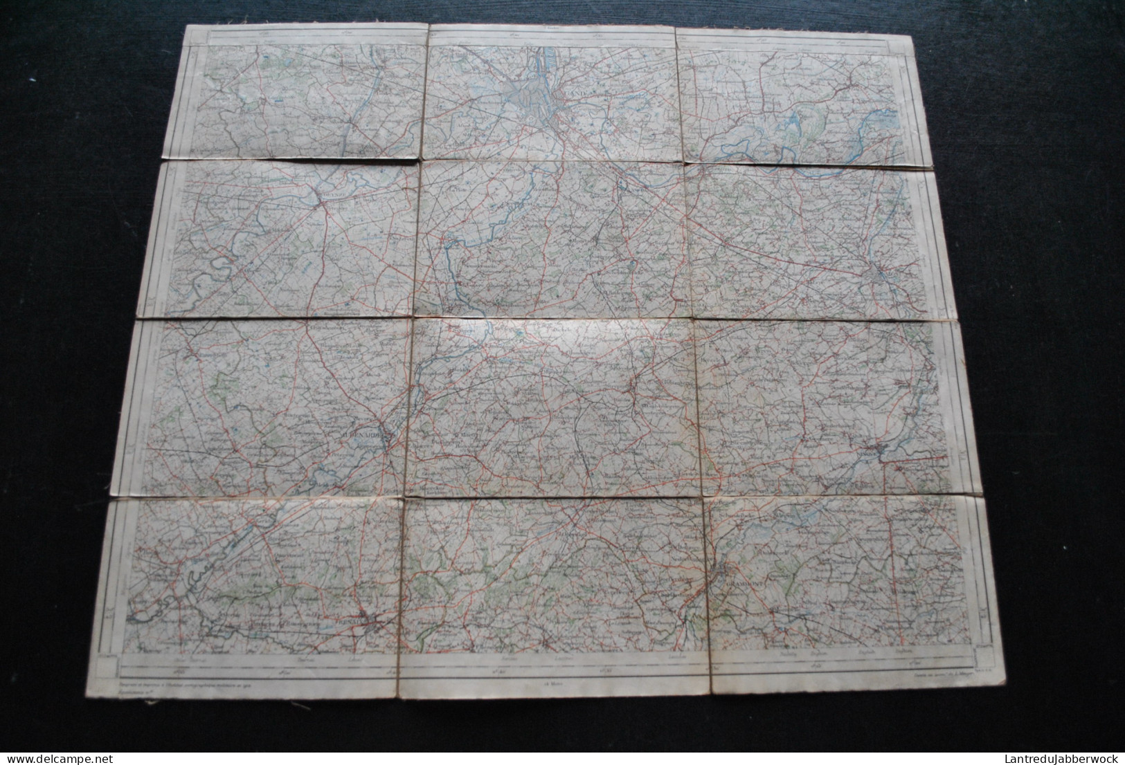 Ancienne Carte Topographique Sur Tissu GAND Institut Cartographique Militaire 1912 Plan Stafkaart Kaart GENT - Topographische Kaarten