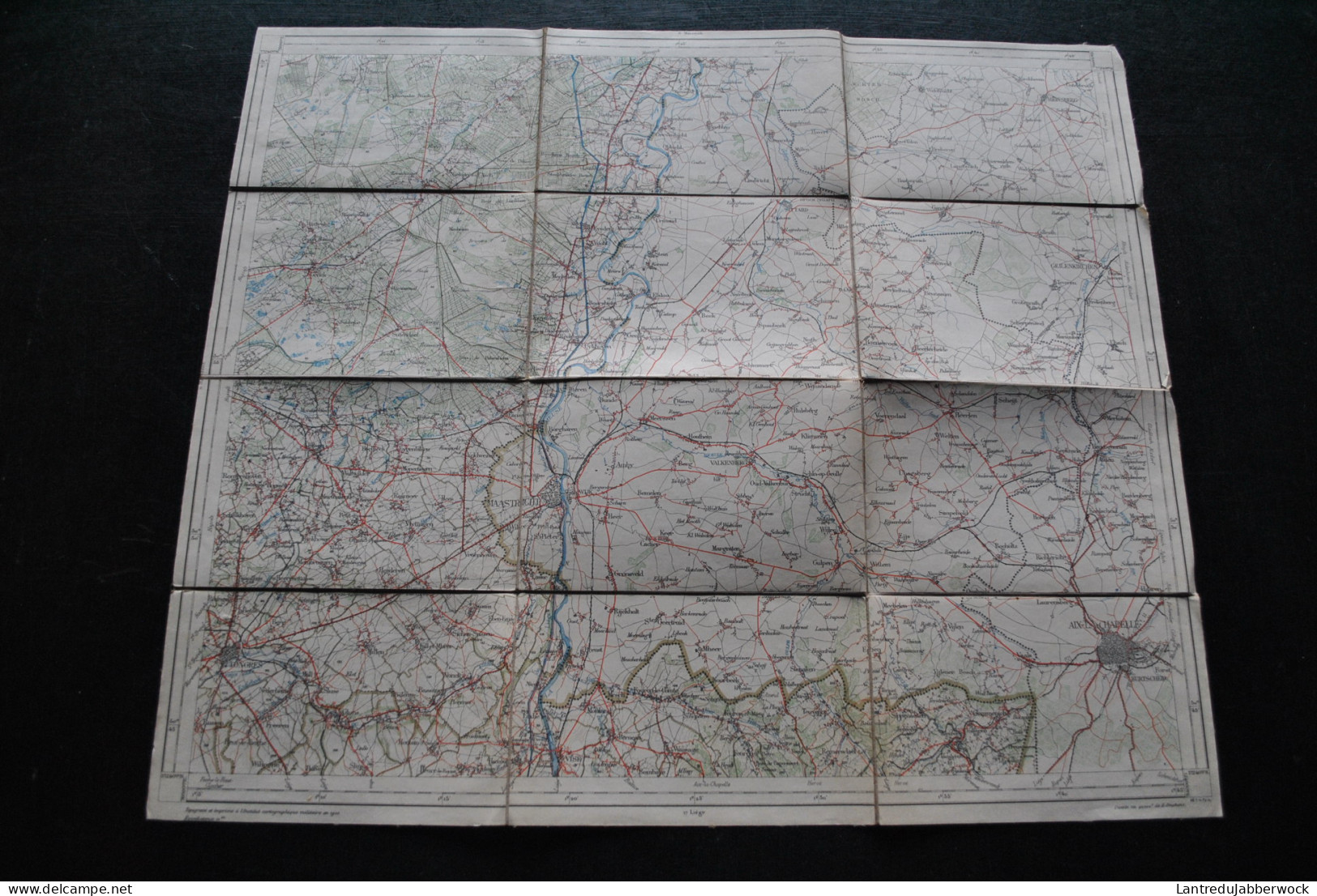Ancienne Carte Topographique Sur Tissu TONGRES Institut Cartographique Militaire 1910 Plan Stafkaart Kaart Tongeren - Topographical Maps