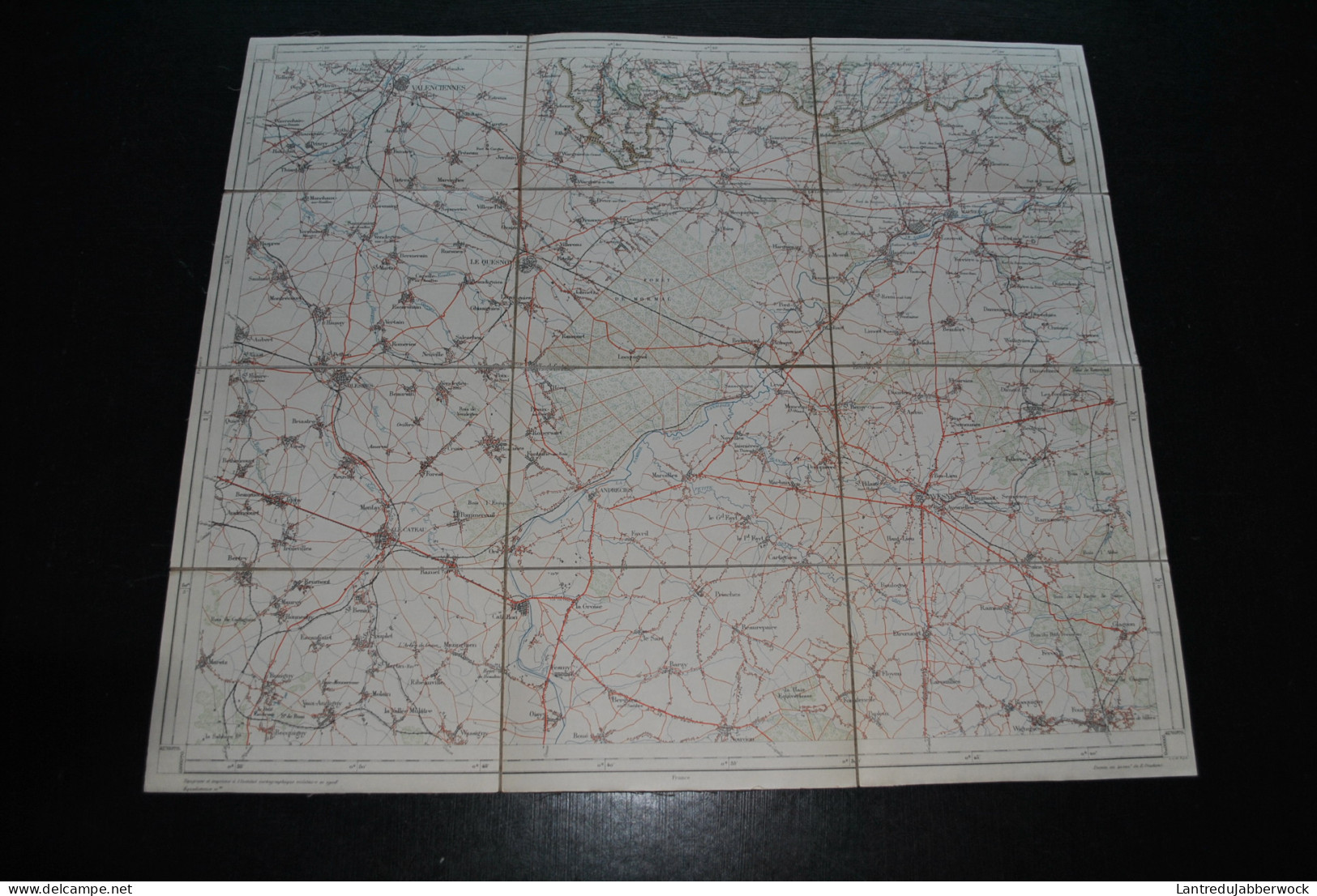 Ancienne Carte Topographique Sur Tissu ROISIN Institut Cartographique Militaire 1908 Plan Stafkaart Valenciennes AVESNES - Topographische Kaarten