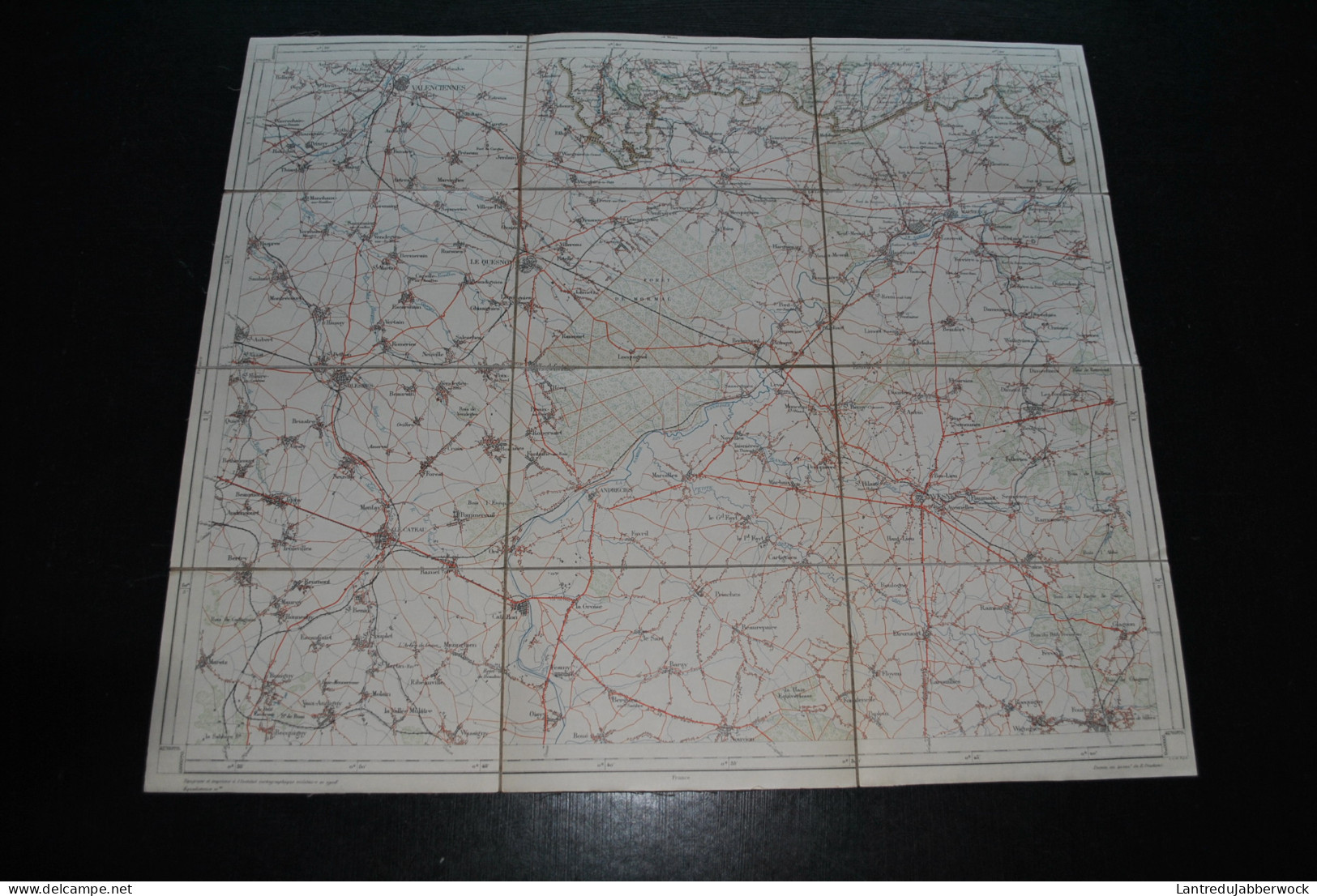 Ancienne Carte Topographique Sur Tissu ROISIN Institut Cartographique Militaire 1908 Plan Stafkaart Valenciennes AVESNES - Topographische Karten