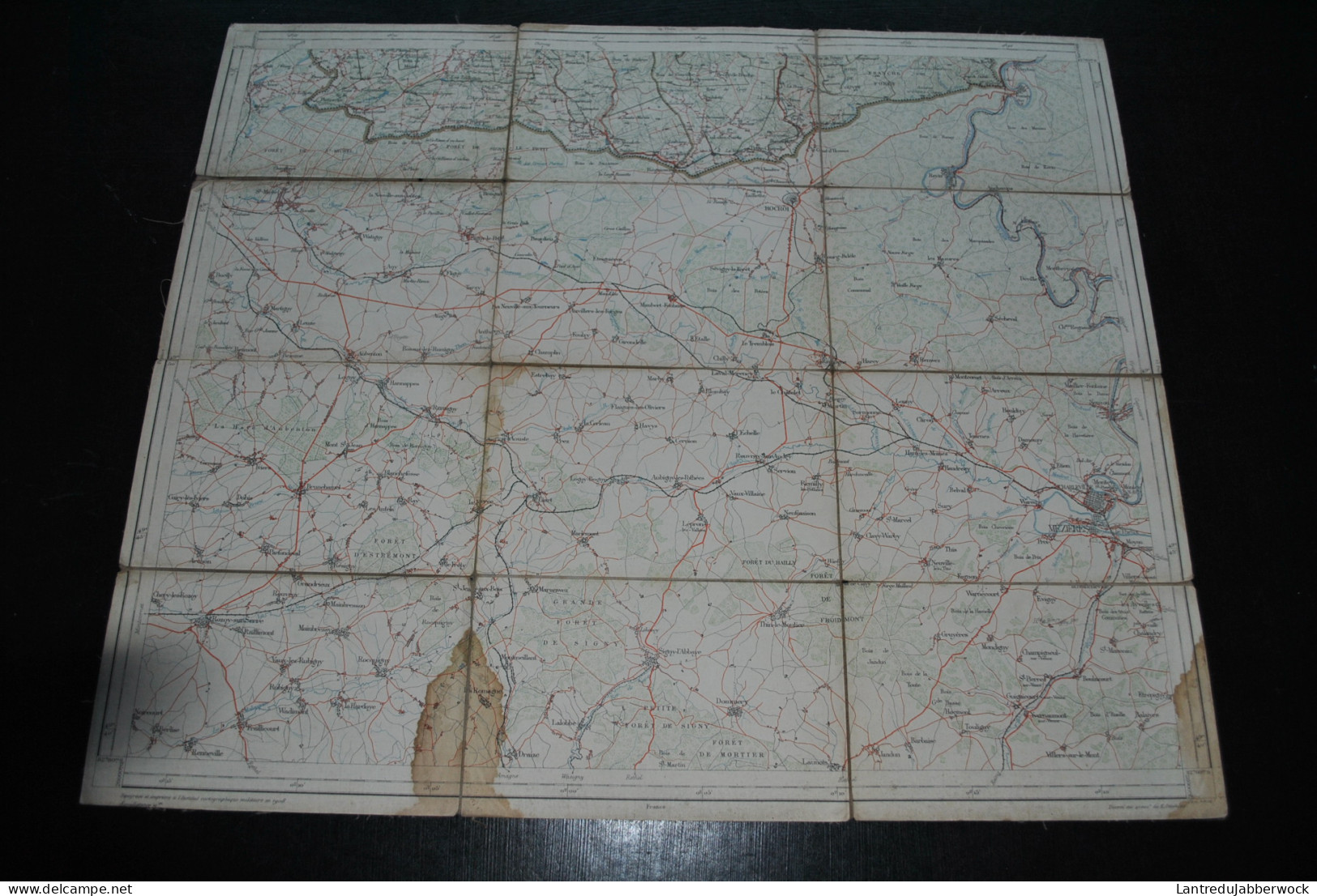 Ancienne Carte Topographique Sur Tissu CUL-DES-SARTS Institut Cartographique Militaire 1908 Plan Stafkaart Charleville - Topographische Kaarten