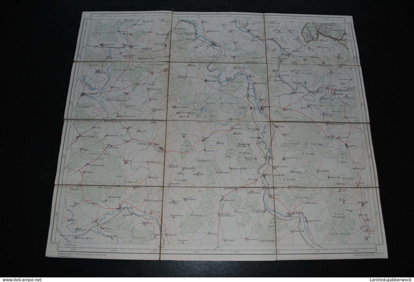 Ancienne Carte Topographique Sur Tissu VILLERS-DEVANT-ORVAL Institut Cartographique Militaire 1907 Plan Stafkaart Kaart - Topographische Kaarten