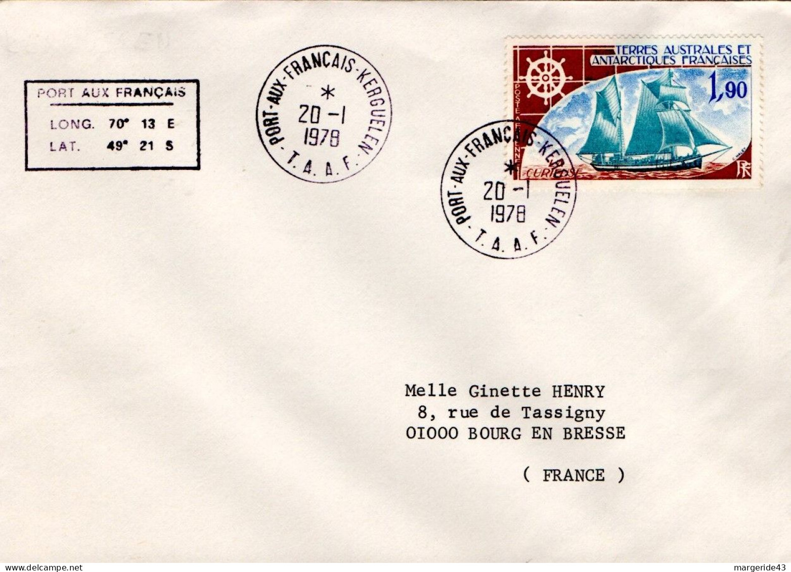 TAAF LETTRE DE PORT AUX FRANCAIS 1978 - Briefe U. Dokumente