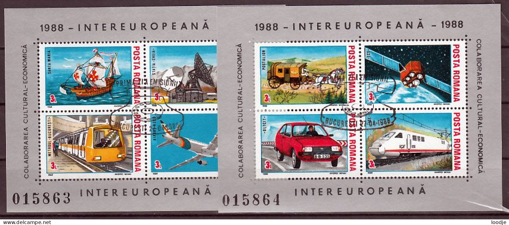 Roemenie Blokken 239,240 Intereuropa 1988   Gestempeld - Oblitérés