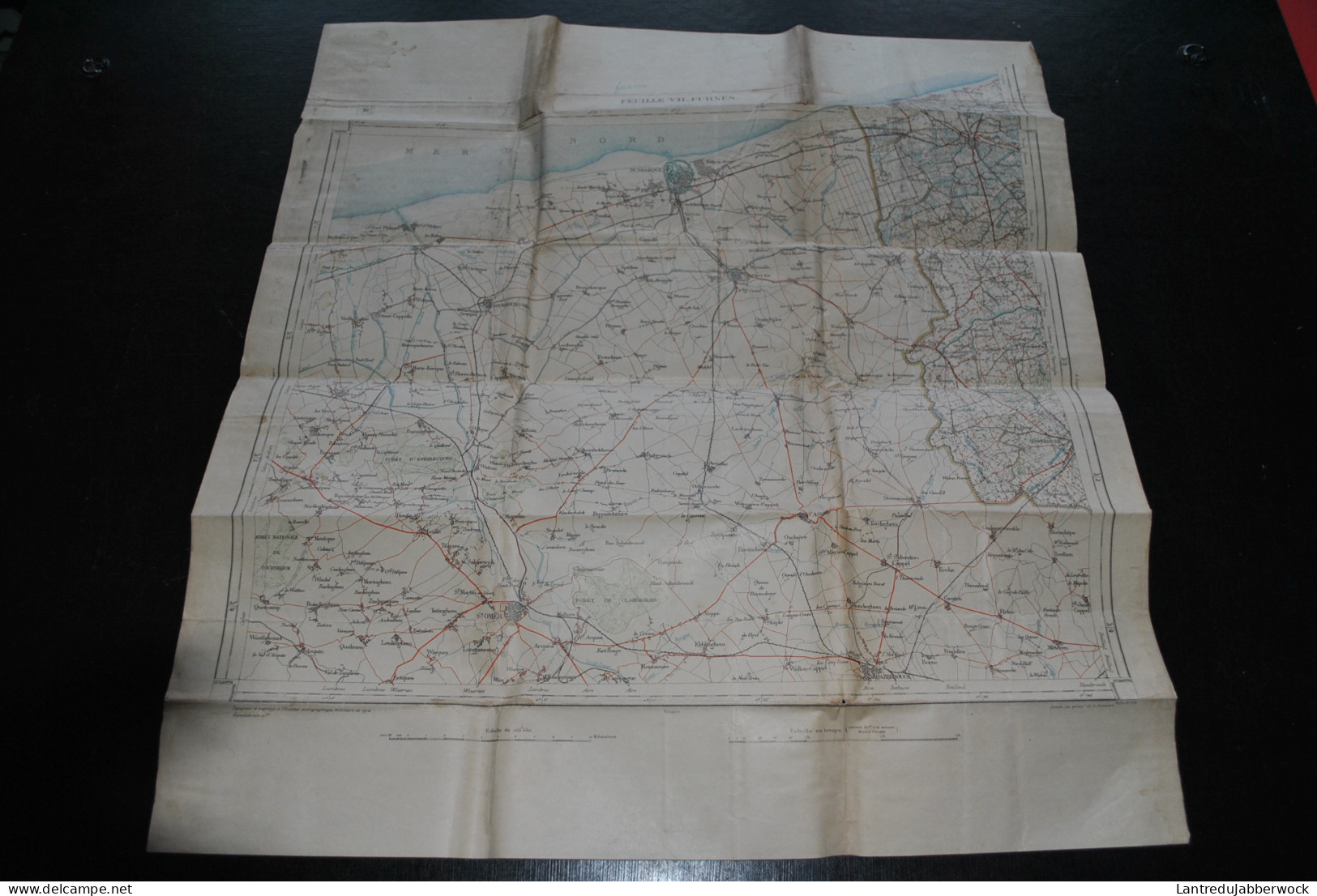 Ancienne Carte Topographique Sur Papier FURNES Institut Cartographique Militaire 1912 Plan Stafkaart VEURNE DUNKERQUE - Mapas Topográficas