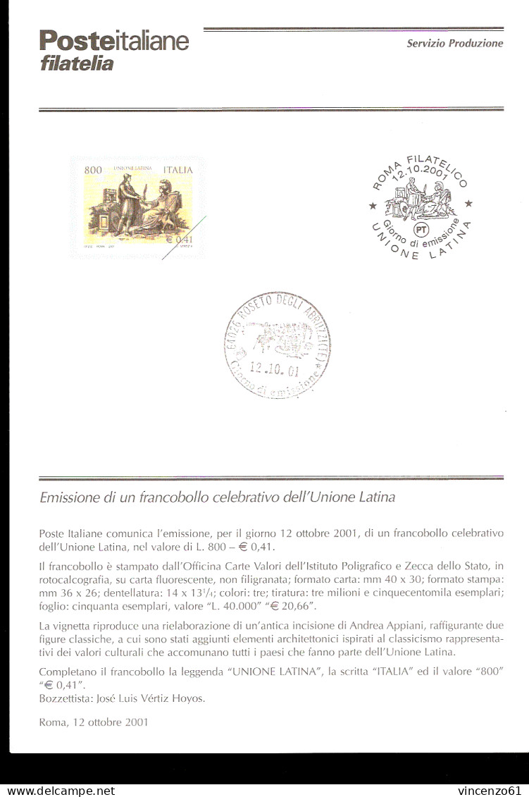 2001 Bollettino Unione Latina. - Altri & Non Classificati