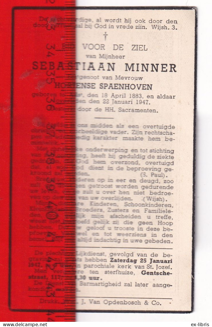 AALST - Sebastiaan Minner ° Aalst 18/04/1883 † Aalst 22/01/1947 - Devotion Images