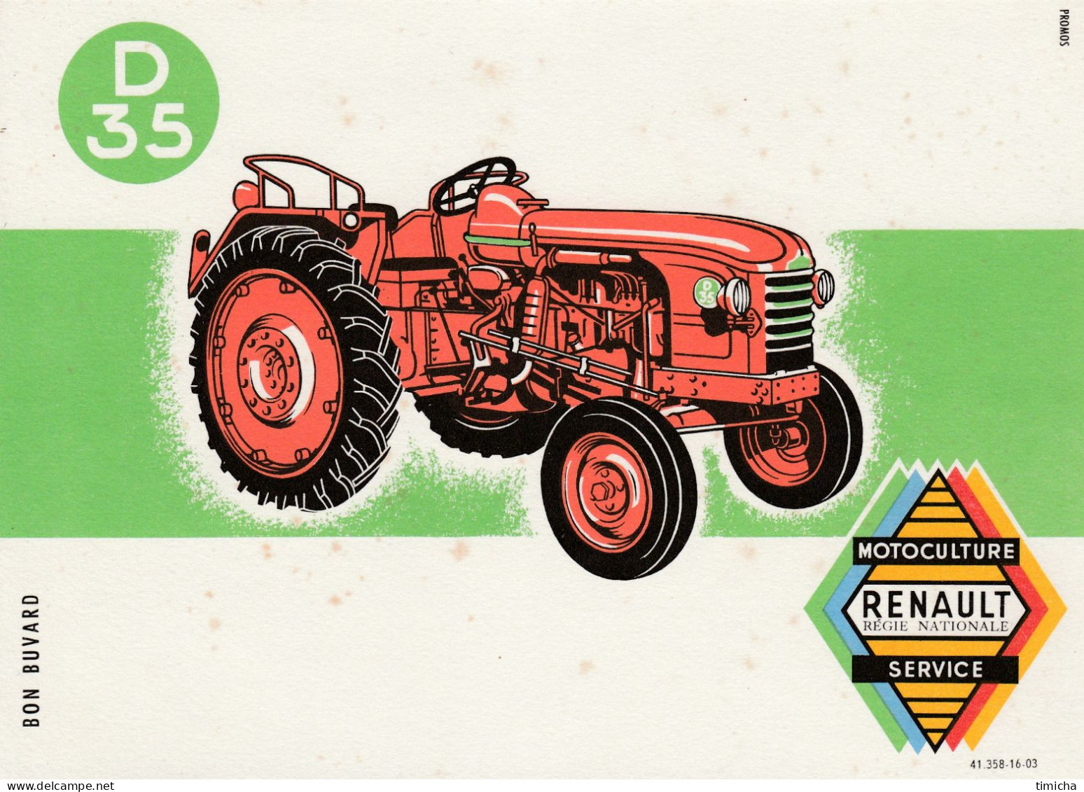 Buvard Tracteur RENAULT - D 35 - Agricoltura