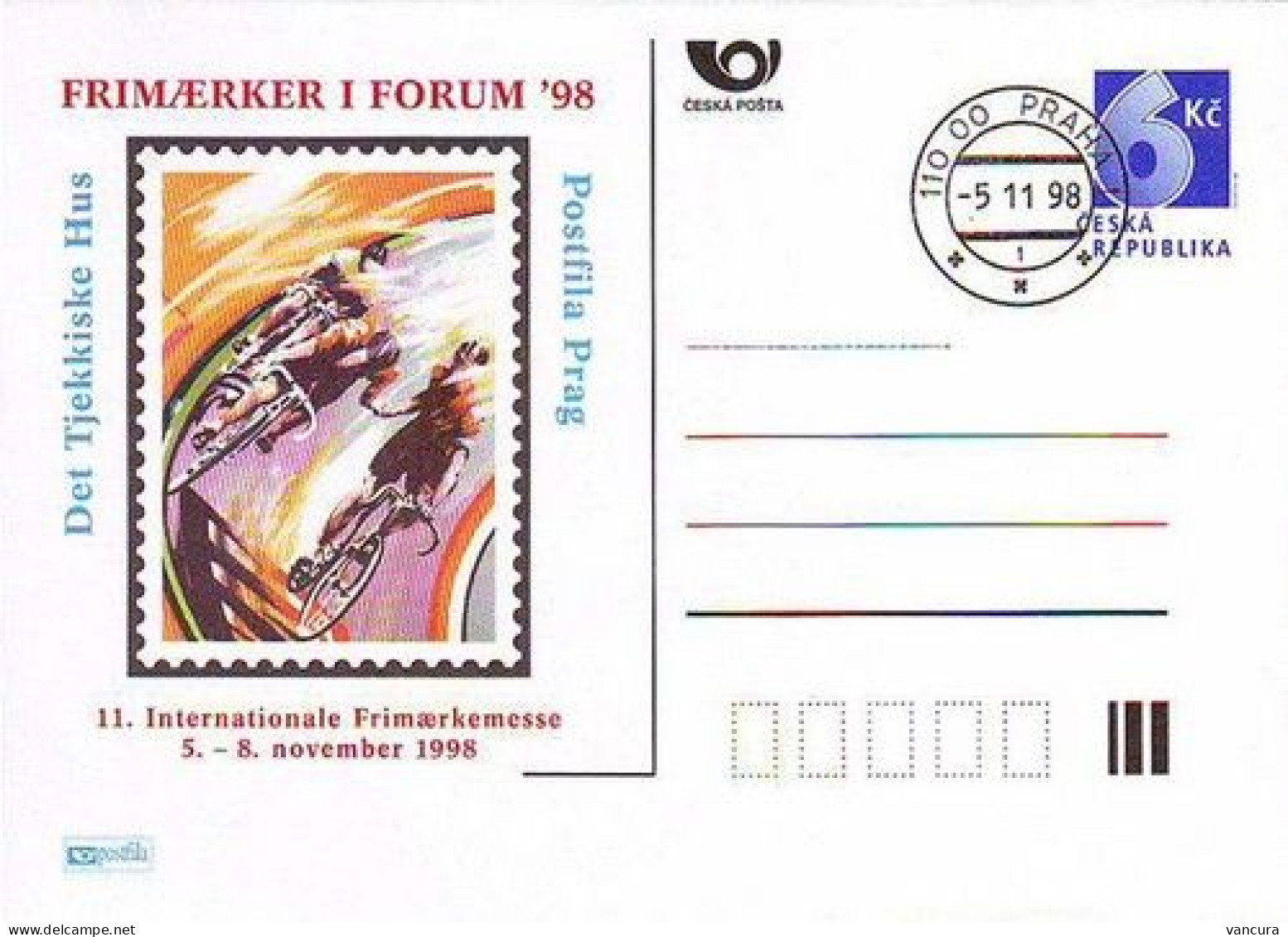 CDV A 41 Czech Republic Kobenhaven Stamp Exhibition 1998 - Radsport