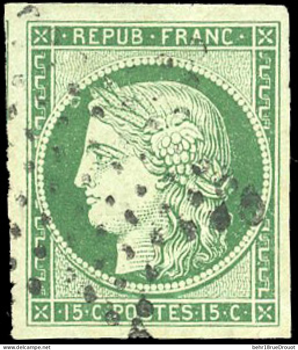 Obl. 2 -  15c. Vert Avec Amorce De Voisin. Obl. étoile. SUP. - 1849-1850 Ceres