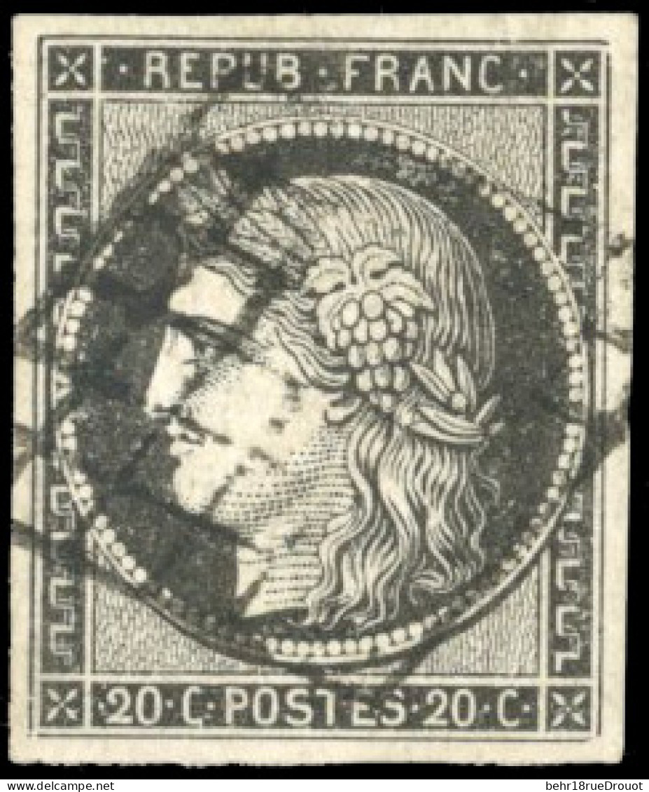 Obl. 3c - 20c. Gris-noir. TB. - 1849-1850 Cérès